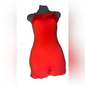 Vibrant Red Strapless Bodycon Bodysuit